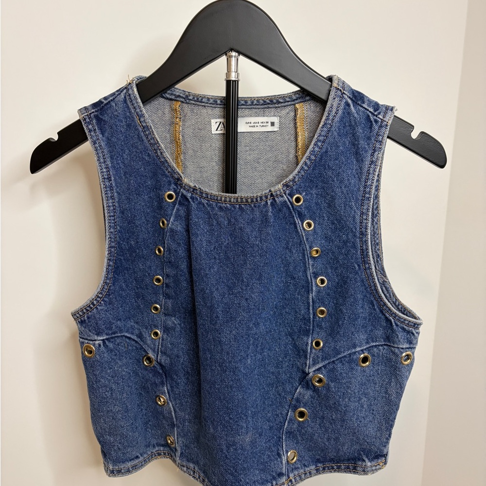 Zara Blue Denim Top